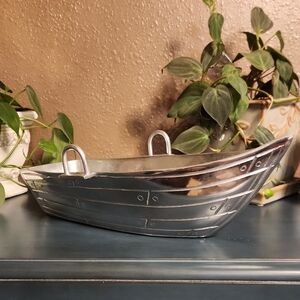 Godinger Row Boat Salad Bowl Serving Dish Aluminum Decor